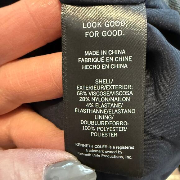 Women's Kenneth Cole Navy Pinstripe Bomber Baseball Jacket Size L NEW - Picture 4 of 7